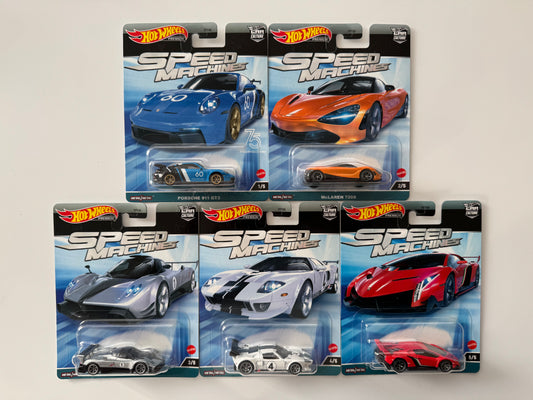 Hot Wheels - Premium - Speed Machines 2023 - Completo [Kit com 5 itens]